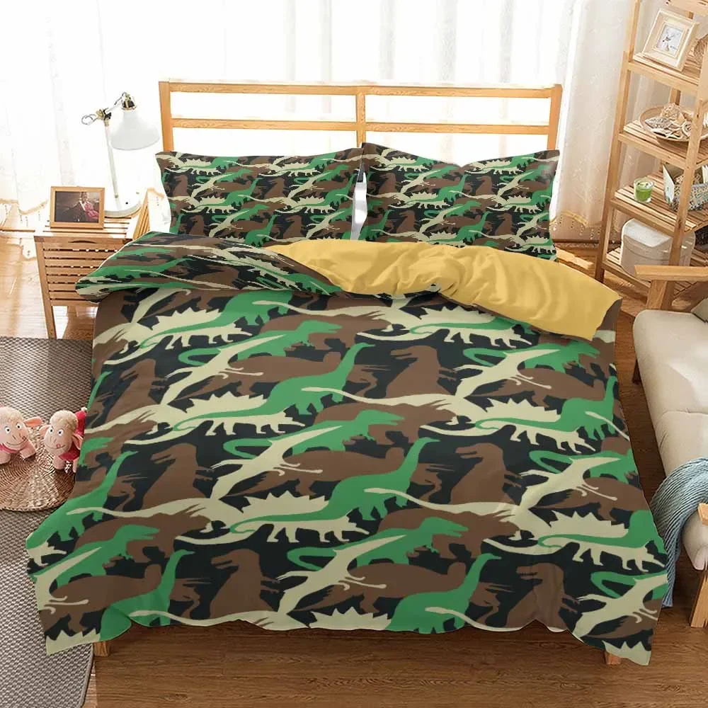 3d Camouflage Jurassic Dinosaur Duvet Cover Sets For Boy Teen Bedding Set Winter 100% Polyester Comforter Cover Pilowcases Beds