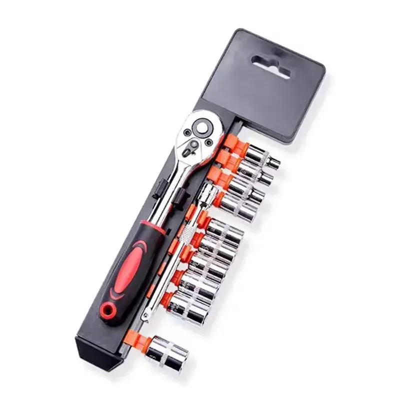 12-Piece Set Multifunctional Auto Repair Tool Ratchet Quick Sleeve Wrench Car Hardware Box Combination