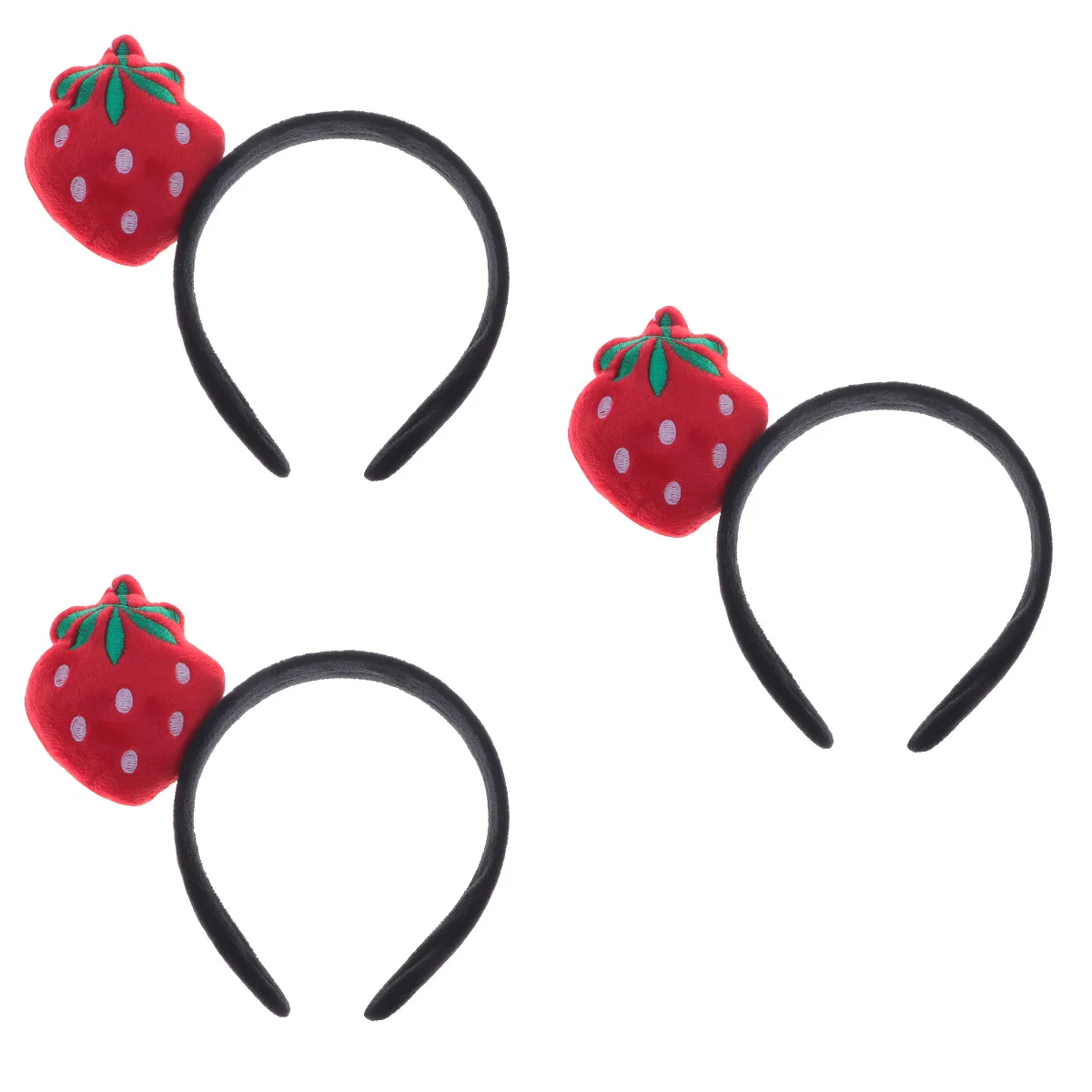 

3pcs Plush Hair Fruit Headband Fresh Headwear Hair Accessories for Party Cosplay Hair Decor (Strawberry)