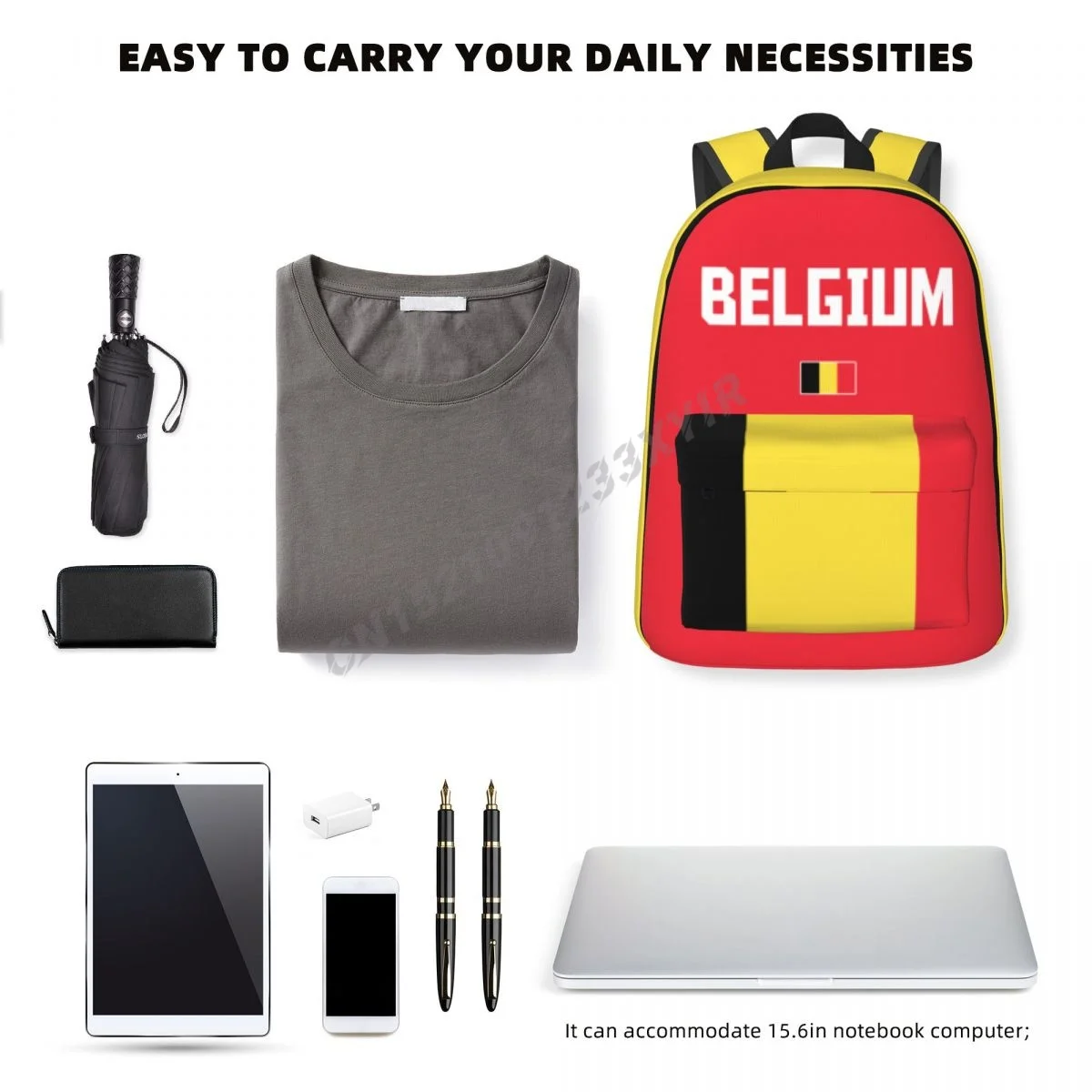 Unisex Backpack Belgium Flag Belgians Stitch Schoolbag Messenger Bag Case Laptop Travel Bag Mochila Gift