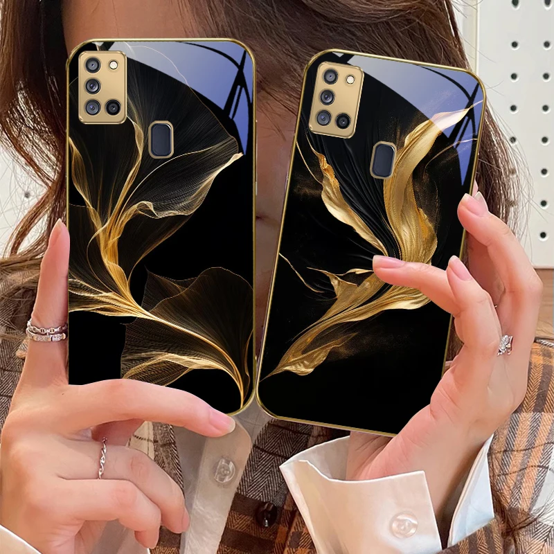 العائمة الشريط الذهبي لسامسونج A 31 32 A33 A34 35 14 A15 13 16 25 26 50 52 53 54 55 56 70 71 72 73 الزجاج الذهبي جراب هاتف