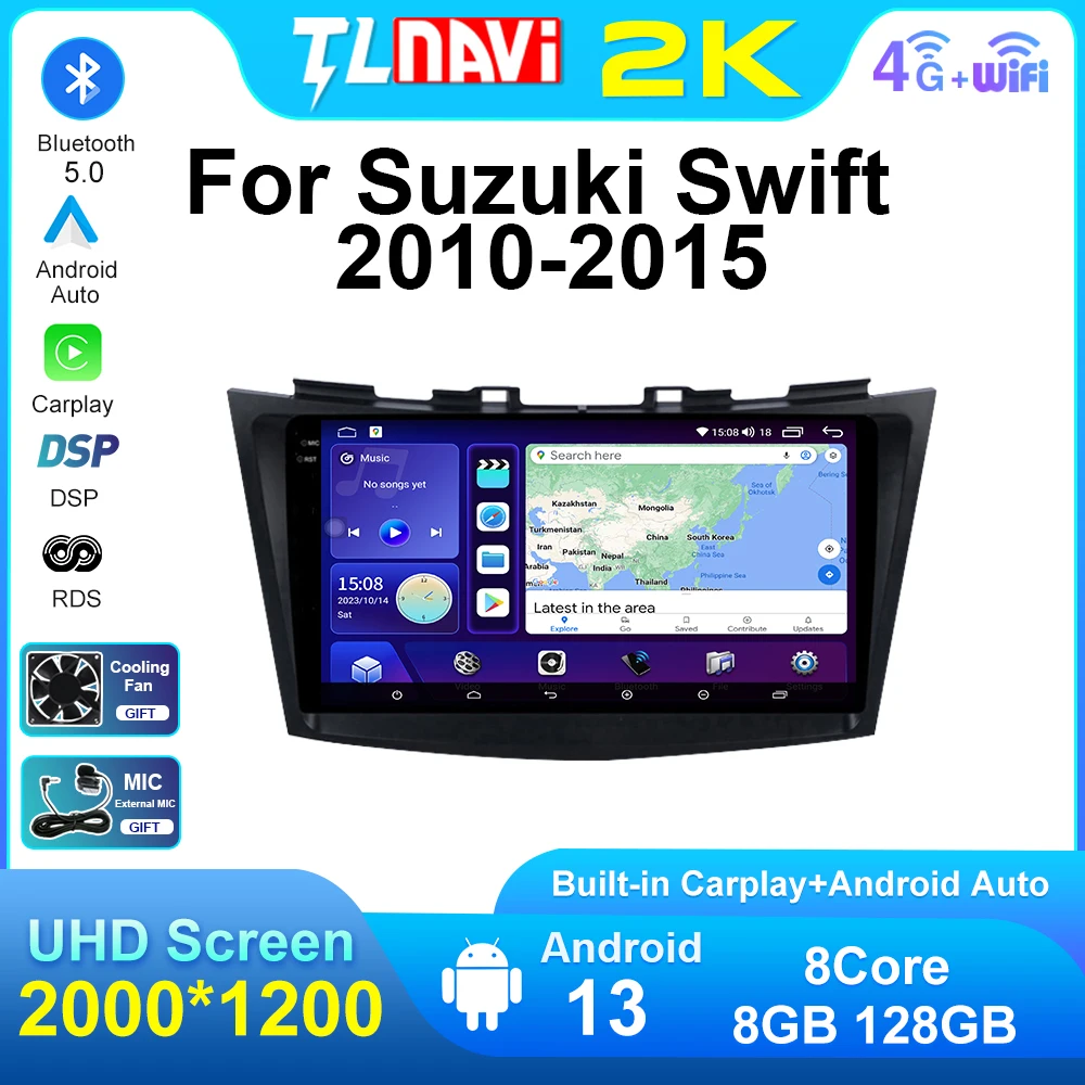 

For Suzuki Swift 2010 - 2015 DSP 8GB/128GB Android Auto Car Multimedia Player Carplay GPS Navigation Intelligent System