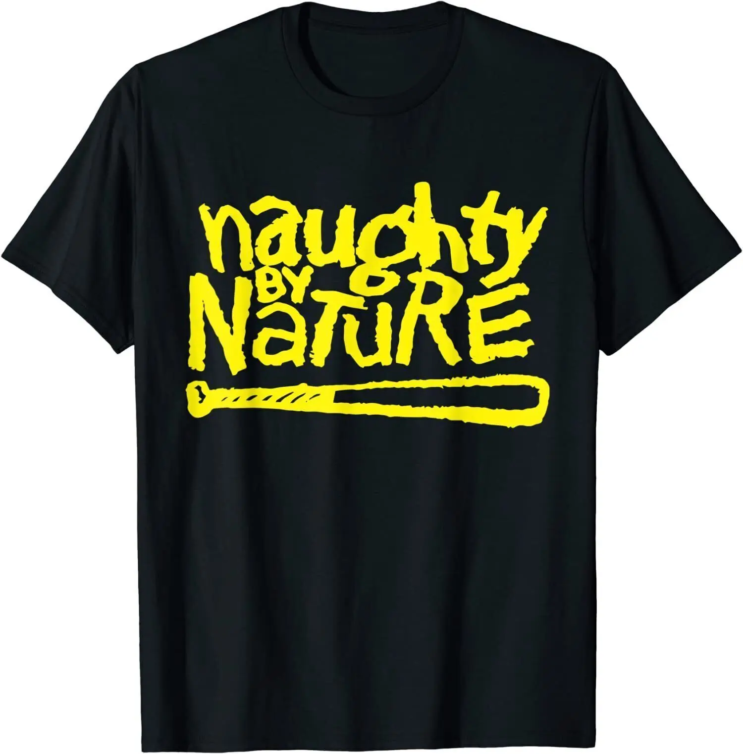 New Limited Naughty By Nature Äì Yellow Logo Black T Shirt