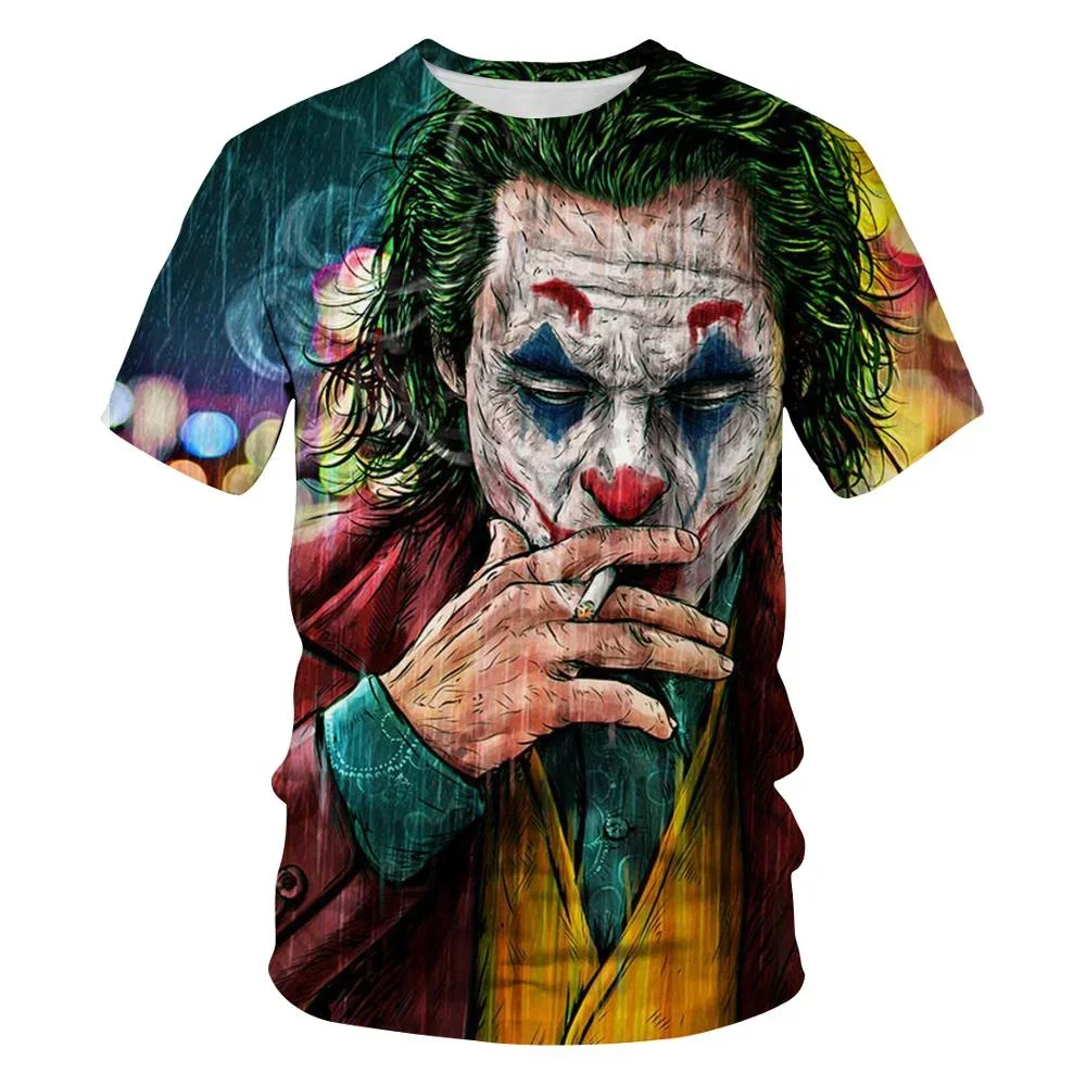 

3D Joker T Shirt Men Summer O-neck Short Sleeve Men Joker Face Casual Male Tops tee Funny 3D Print Clown T Shirt Streetwear