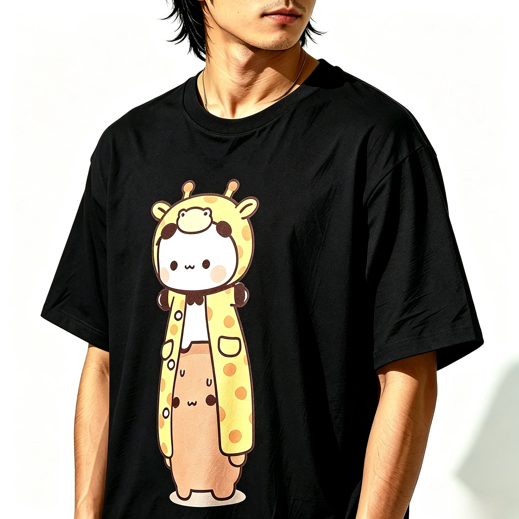 Couple Matching Outfit Cartoon Cute Giraffe Hoodie Bear Panda Graphic Print Modal T‑Shirt  Unisex Loose Short Sleeve Casual Tops