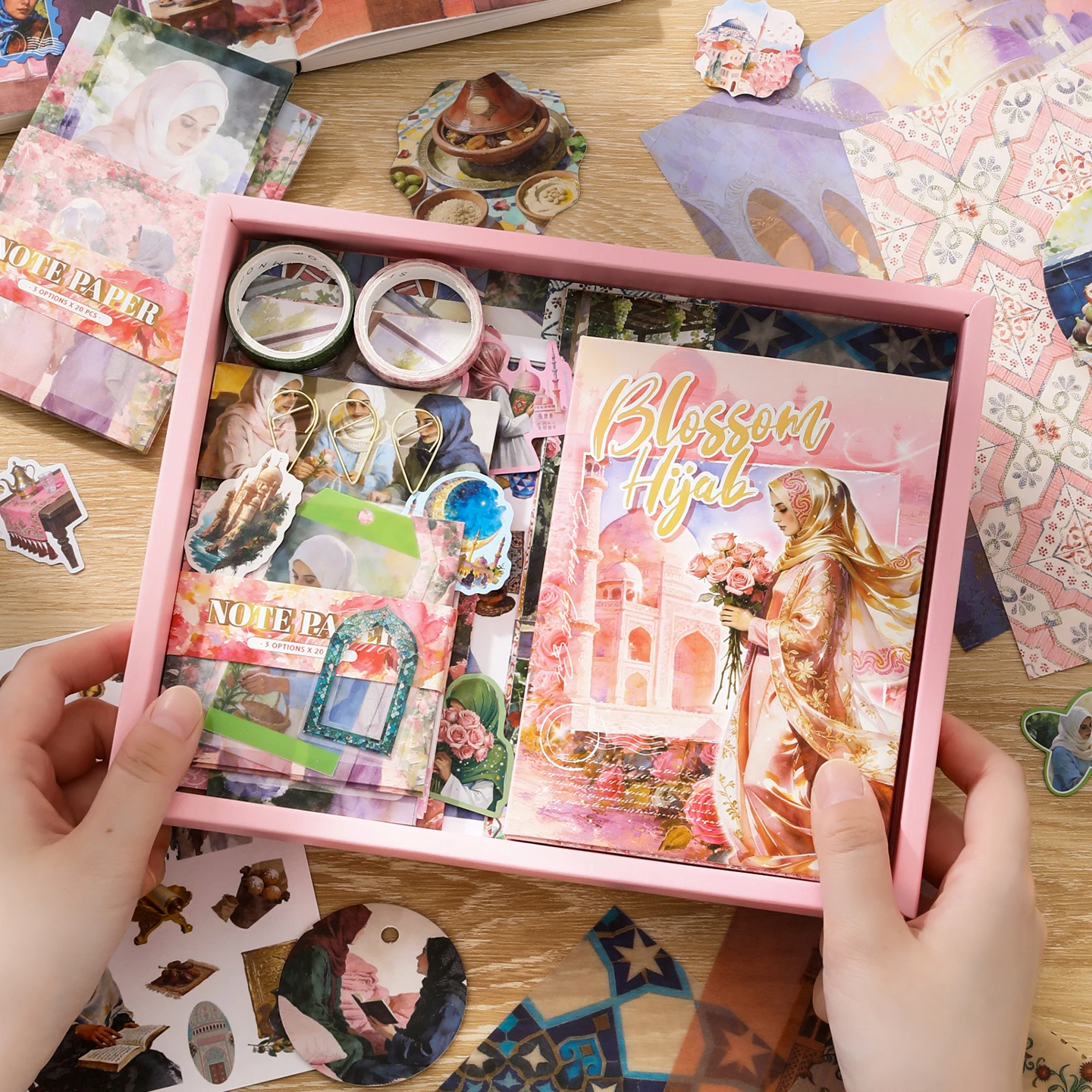 Journal GO 157pcs/box Vintage Journaling Gift Box with Stickers Material Paper Masking Tapefor Scrapbooking Craft Making