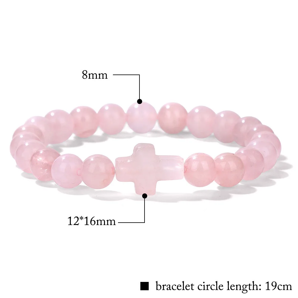 8mm Beads Religious Cross Bracelet for Women Men Natural Stone Turquoises Malachite Opal Beaded Charm Bracelets Prayer Jewelry