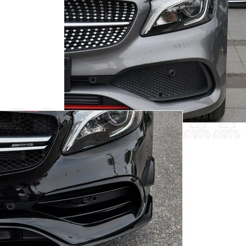 For Mercedes Benz A Class W176 A200 A250 A45 AMG 2016 2017 2018 Car Front Lip Spoiler Splitters Side Canards Trim Fog Lamp Cover