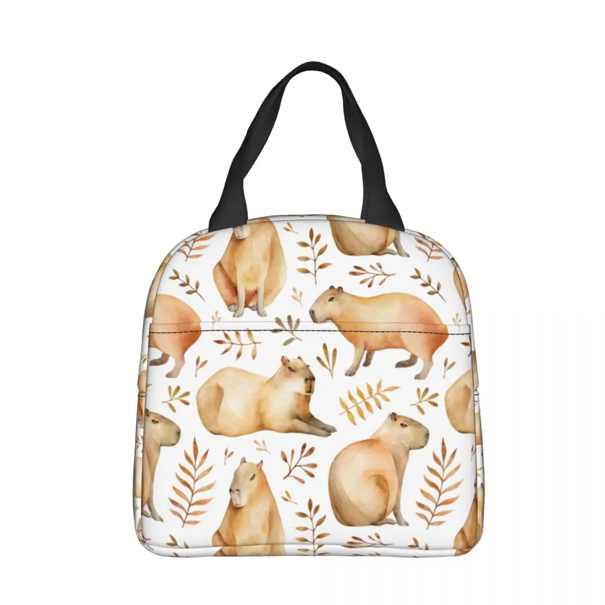 

Seamless Capybaras And Leafs Insulated Lunch Bags Thermal Bag Lunch Container Portable Tote Lunch Box Food Storage Bags Picnic