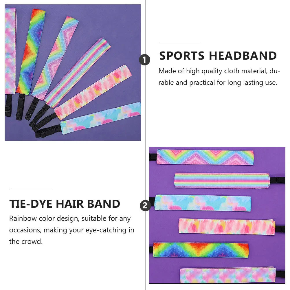 

Набор из 3 эластичных повязок для волос с эффектом тай-дай, радужный градиент, нескользящие спортивные повязки для йоги, фитнеса и бега для женщин