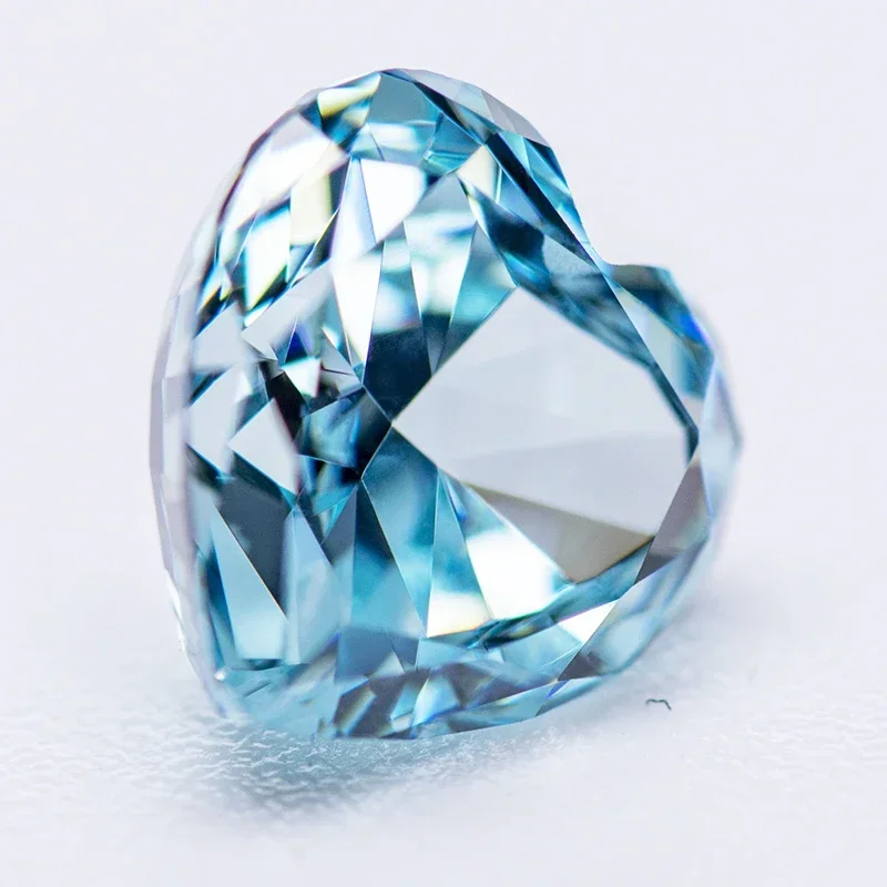 Cubic Zirconia Wholesale No Certificate Crushed Ice Cut Heart Shape Aquamarine Color Charms Beads for Jewelry Making Materials