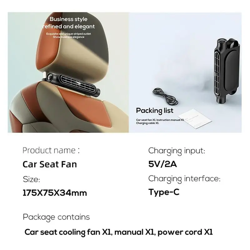 WF-Electric Car Fans For Rear Seat Passenger Portable Headrest Backseat Car Fan With Three Speed Regulation For SUV