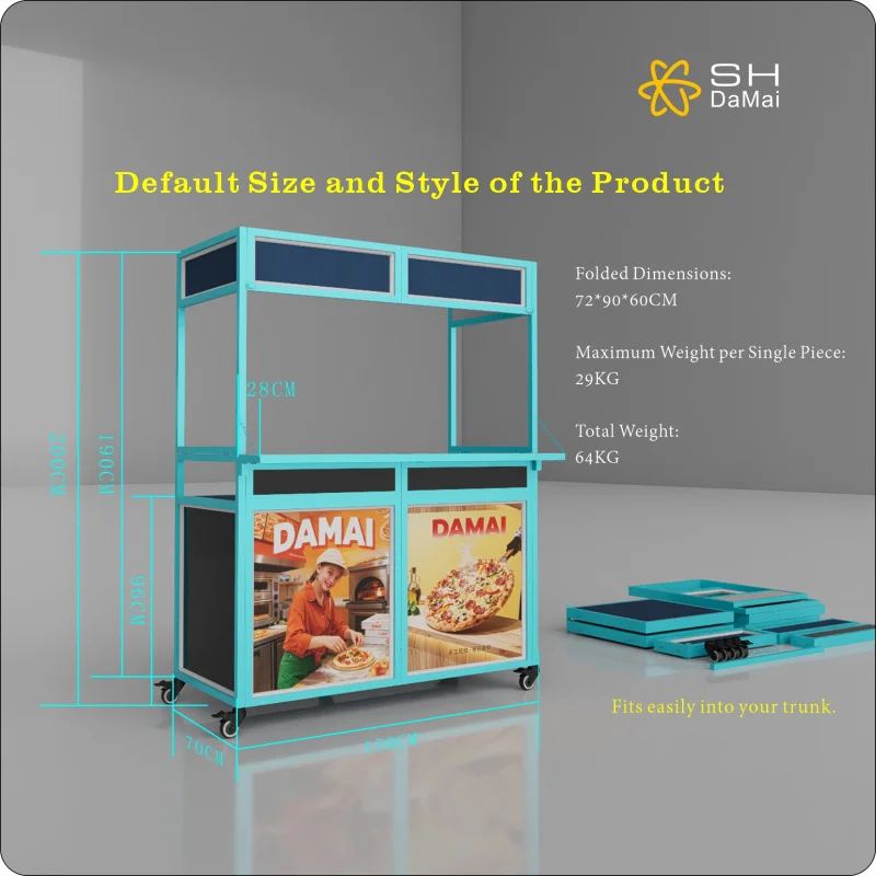 custom.Customized Foldable Stainless Cart with LED  Night Stalls-Snacks Portable Vending Stand