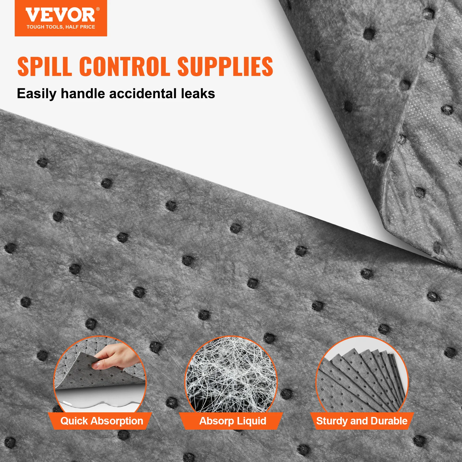 VEVOR  Spill Absorbent Pads, Universal Absorbing Mat Absorbs up 12 Gal,  13