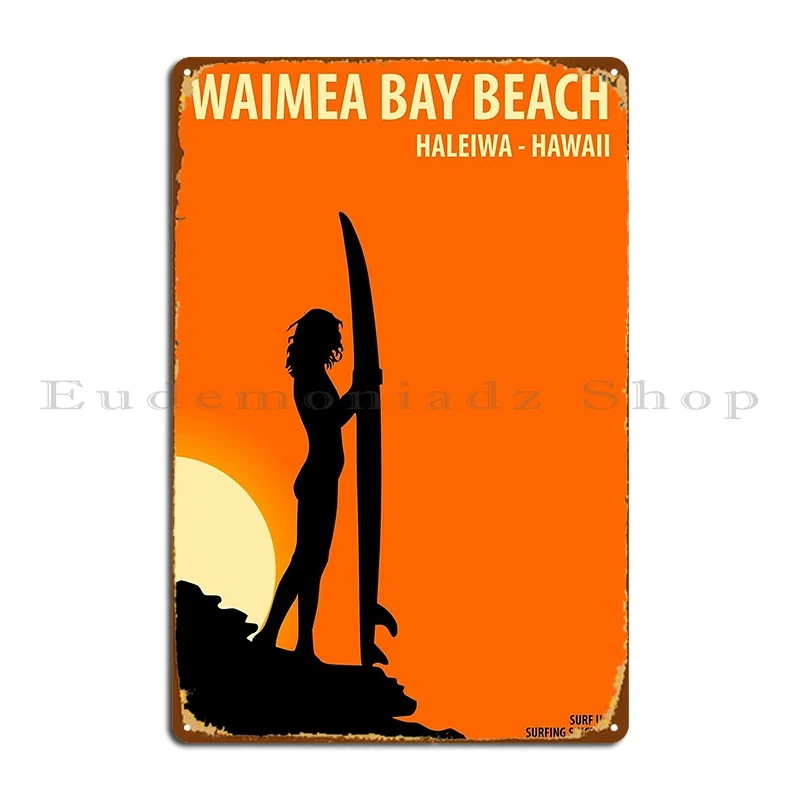 Waimea Bay Beach North Shore Haleiwa Hawaii Vintage Retro Surf Metal Signs Custom Pub Wall Mural Create Mural Tin Sign Poster