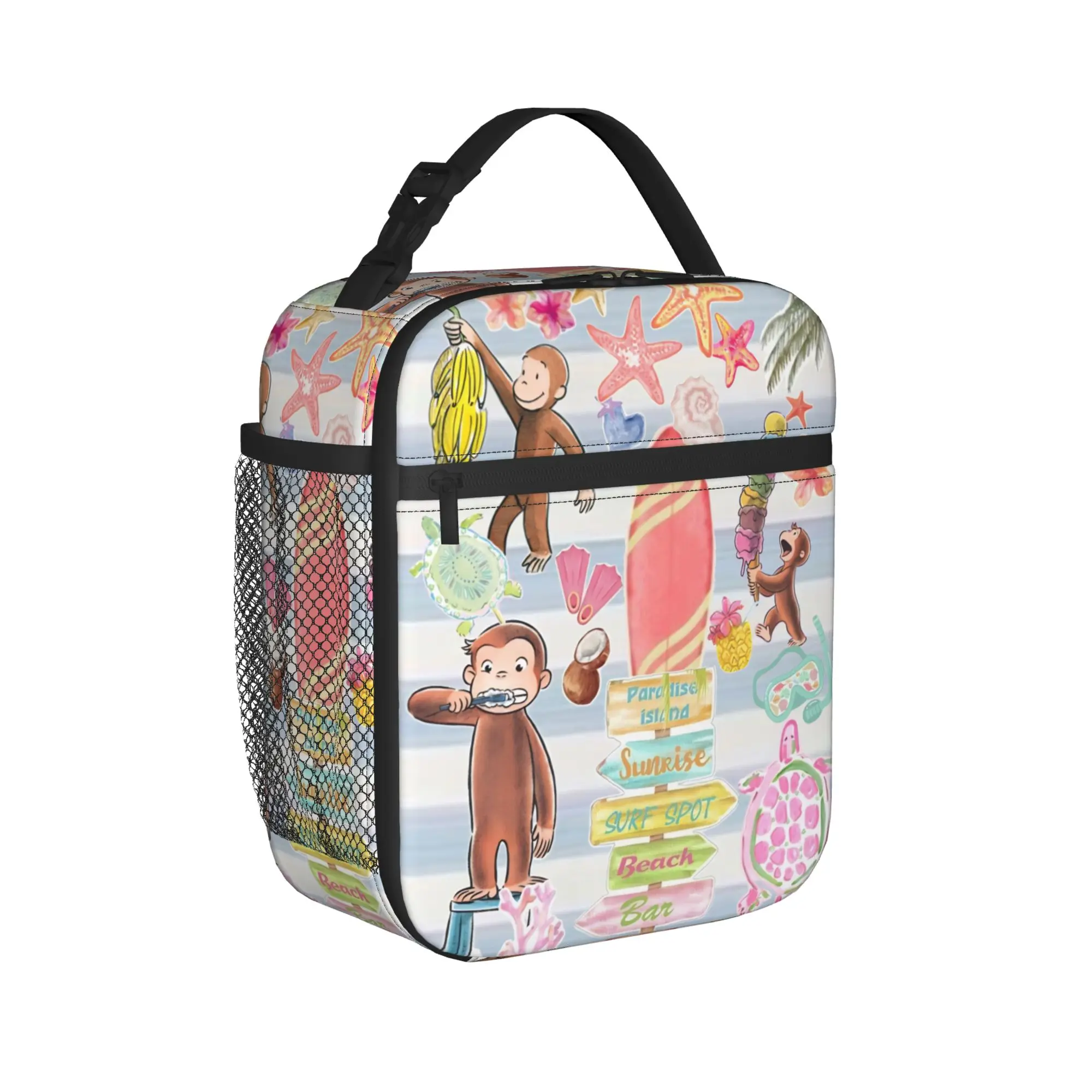 Curious George Isolierte Lunchtasche, Kühltasche, wiederverwendbar, Essensbehälter, The Little Monkey, große Tragetasche, Lunchbox, Lebensmittelhandtaschen – Detail 2