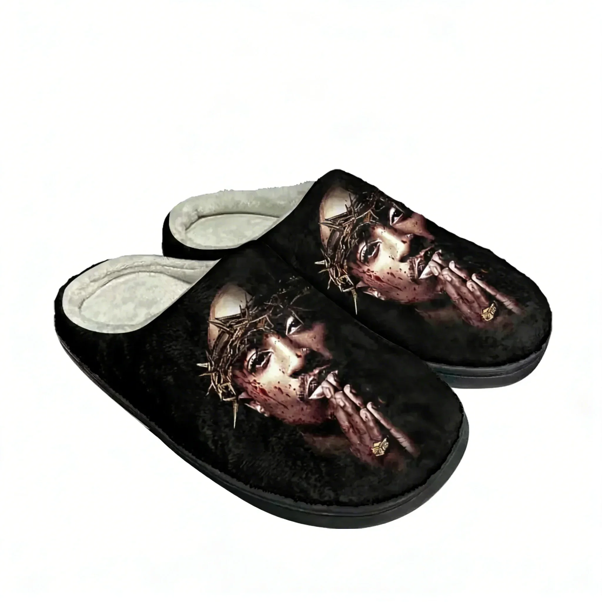

Rap 2Pac Tupac Home Cotton Custom Slippers Men Women Teenager Plush All Eyez on Me Casual Keep Warm Shoes Couple Thermal Slipper