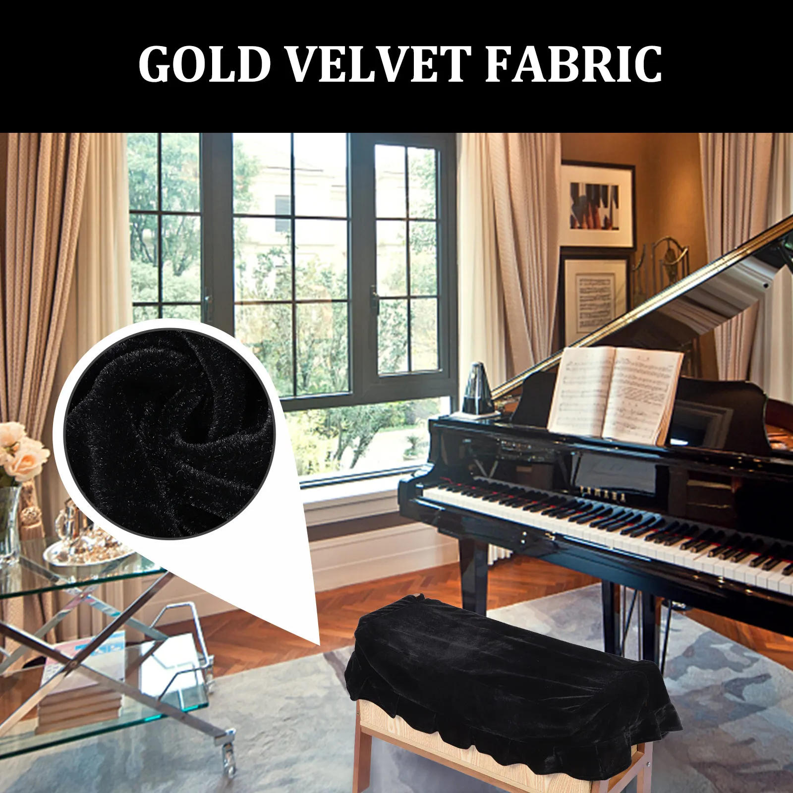 

Pleuche Piano Bench Stool Cover Anti Skid Wrinkle Resistant Protective Cover for Piano Chair Stool Covers Chair Protector