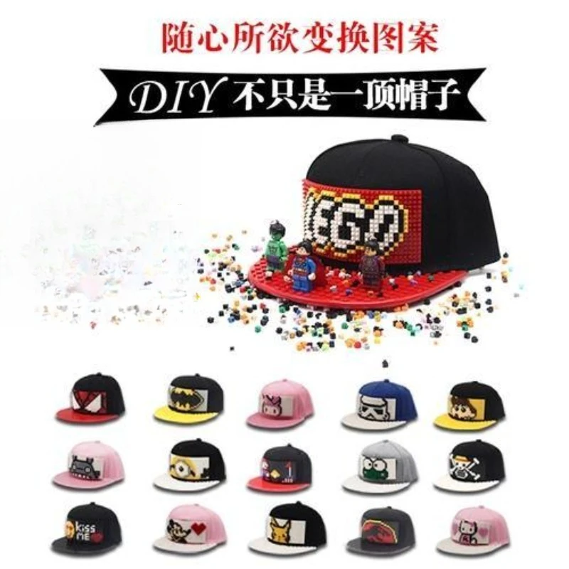 

2026 new personalized custom hip hop hat DIY flat edge pixel puzzle building block children's hat Maxie pattern hat