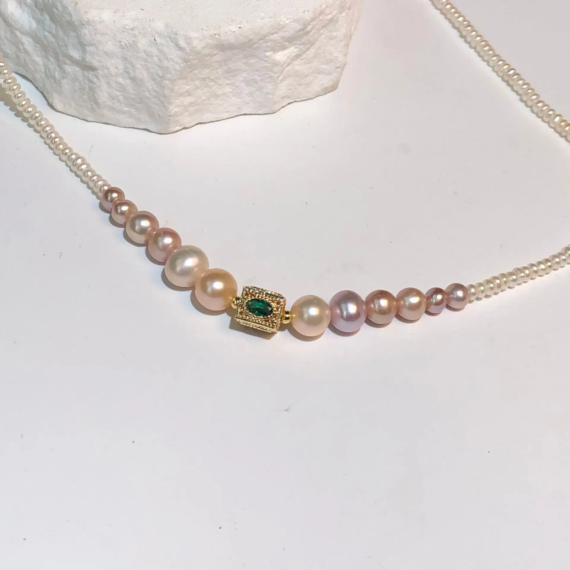 

Fashion commuter minimalist wind natural freshwater pearl handwoven necklace neck chain collarbone chain small fresh