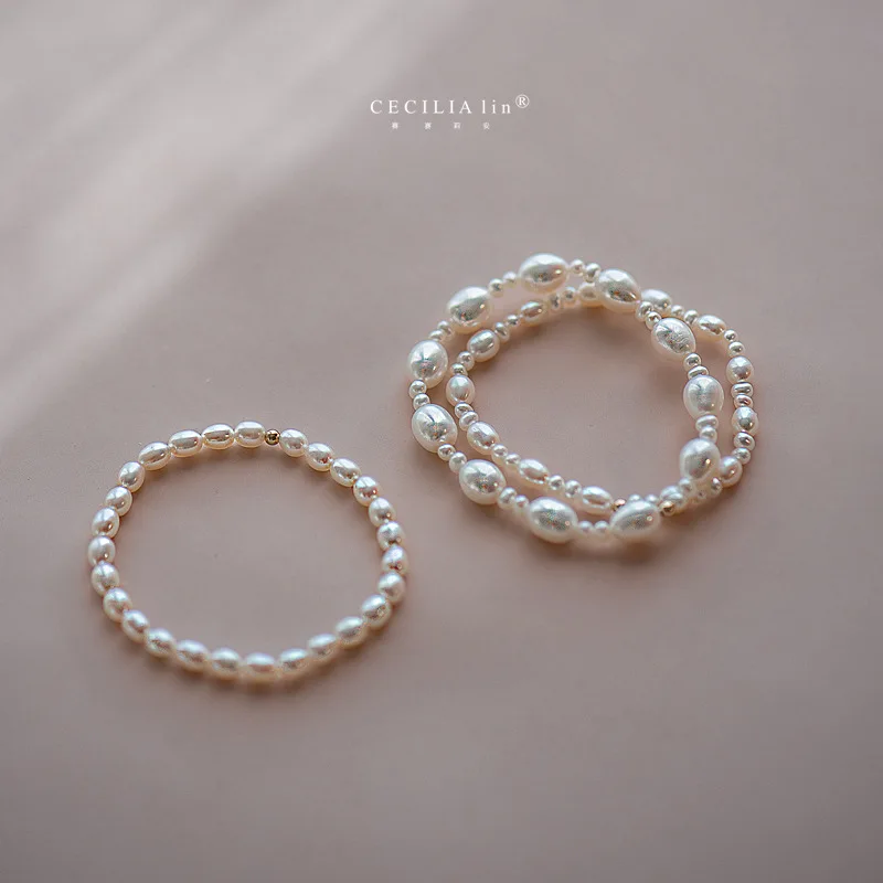 2026 Neues Handgefertigtes Farbbeständiges Barock-Perlenarmband mit 14K Goldfüllung Hochglanz Nischen-Luxusschmuck für Damen