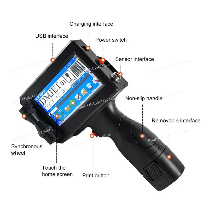 Portable 25.4mm Date Printer, Variable TIJ Inkjet for Expiry & Batch Coding on Labels