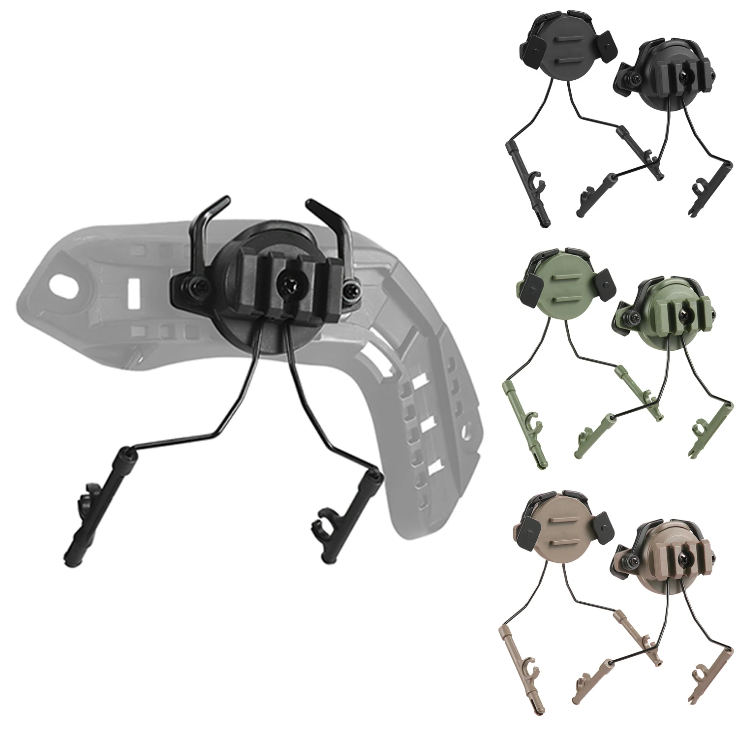 Tactical Fast Rail Mounts Headset Rail Adapter Headset Holder Set Shooting Helmet 360 Rotation Helmet Rail Suspension Bracket
