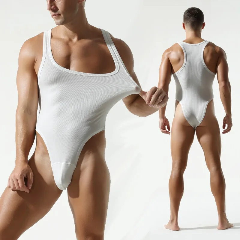 Men's Sexy Rayon Fitness Wrestling Singlet BodySuit One-Piece Jumpsuit Underwear Comfortable Breathable Compression Gym Tank Top