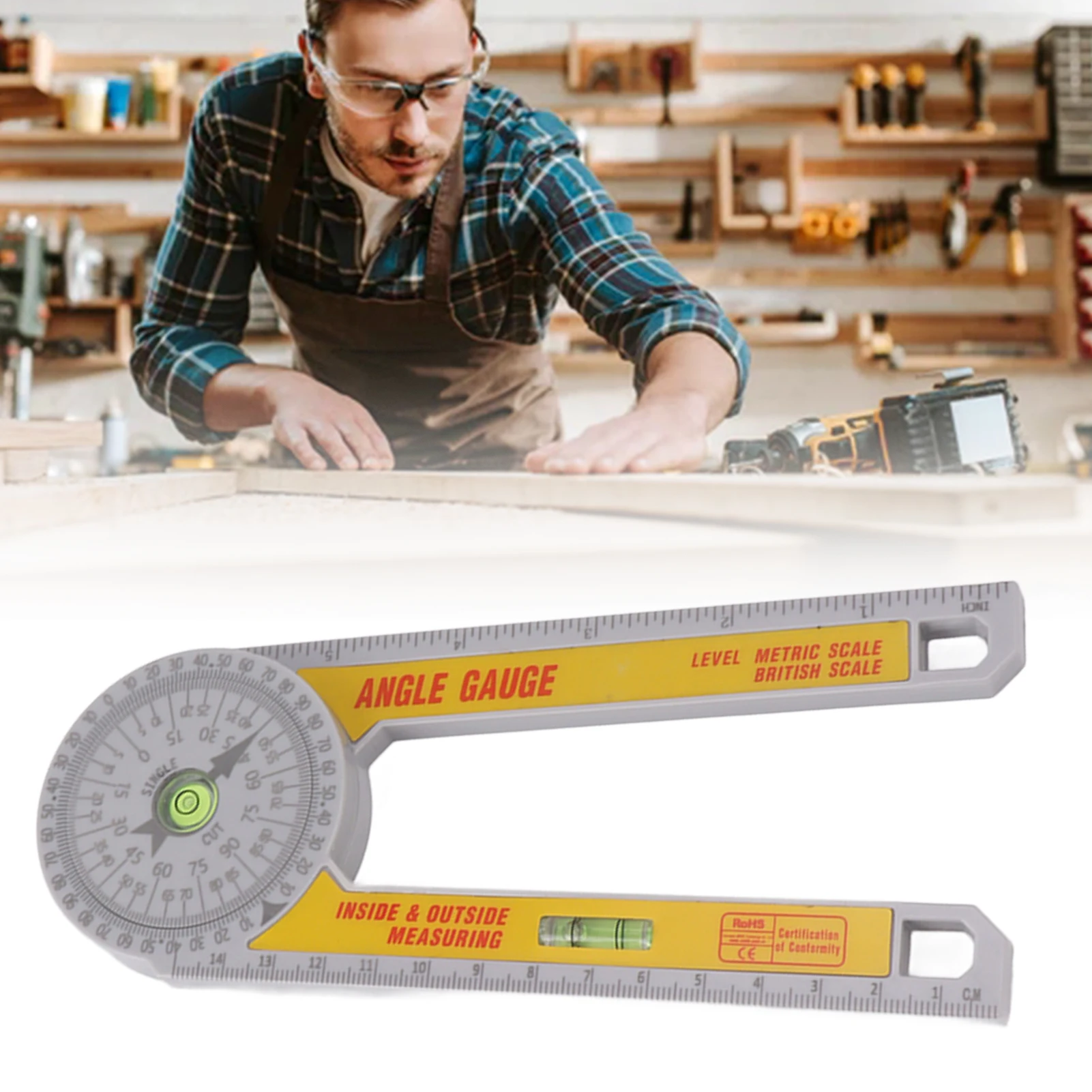 High Precision Angle Finder Level Bubble Rustproof Miter Angle Ruler Lightweight DIY Carpentry Measuring Tools