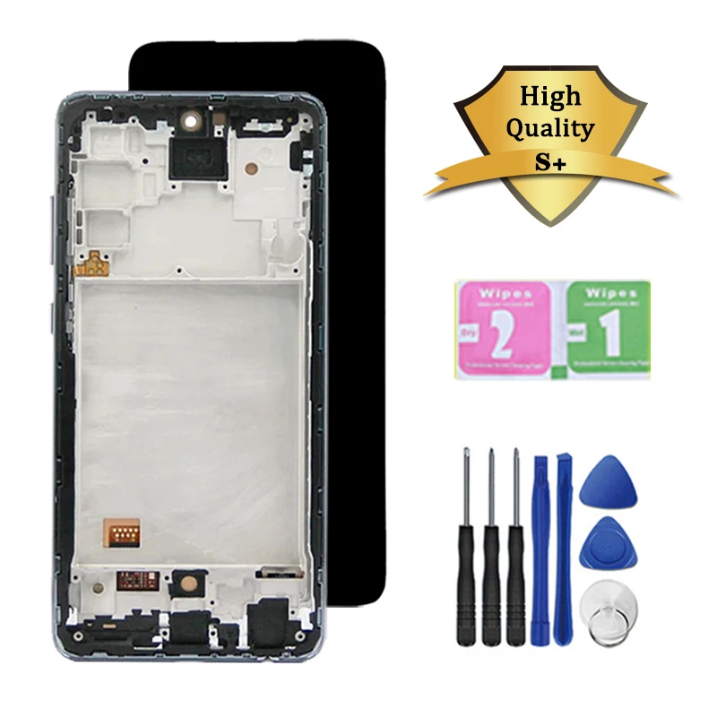 Super AMOLED A725 Display Screen For Samsung A72 4G A725F Display Touch Screen With Fingerprint Digitizer Assembly