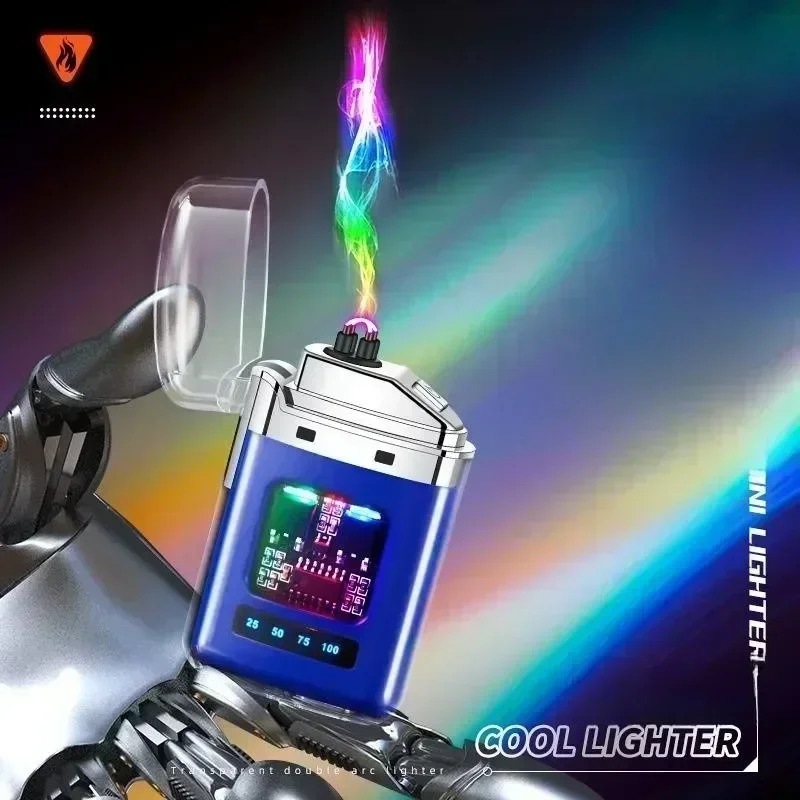 Transparent Shell Rechargeable Lighter - Electronic Pulse, Power Display, Cigarette/Cigar Igniter, Premium Smoking Accessory