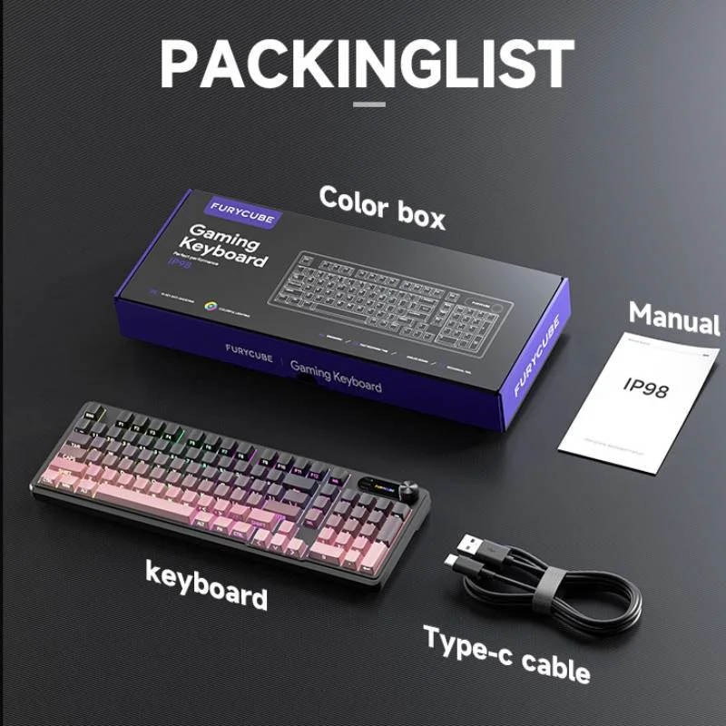 FURYCUBE IP98 Wired Gaming Membrane Keyboard - 98 Keys with RGB