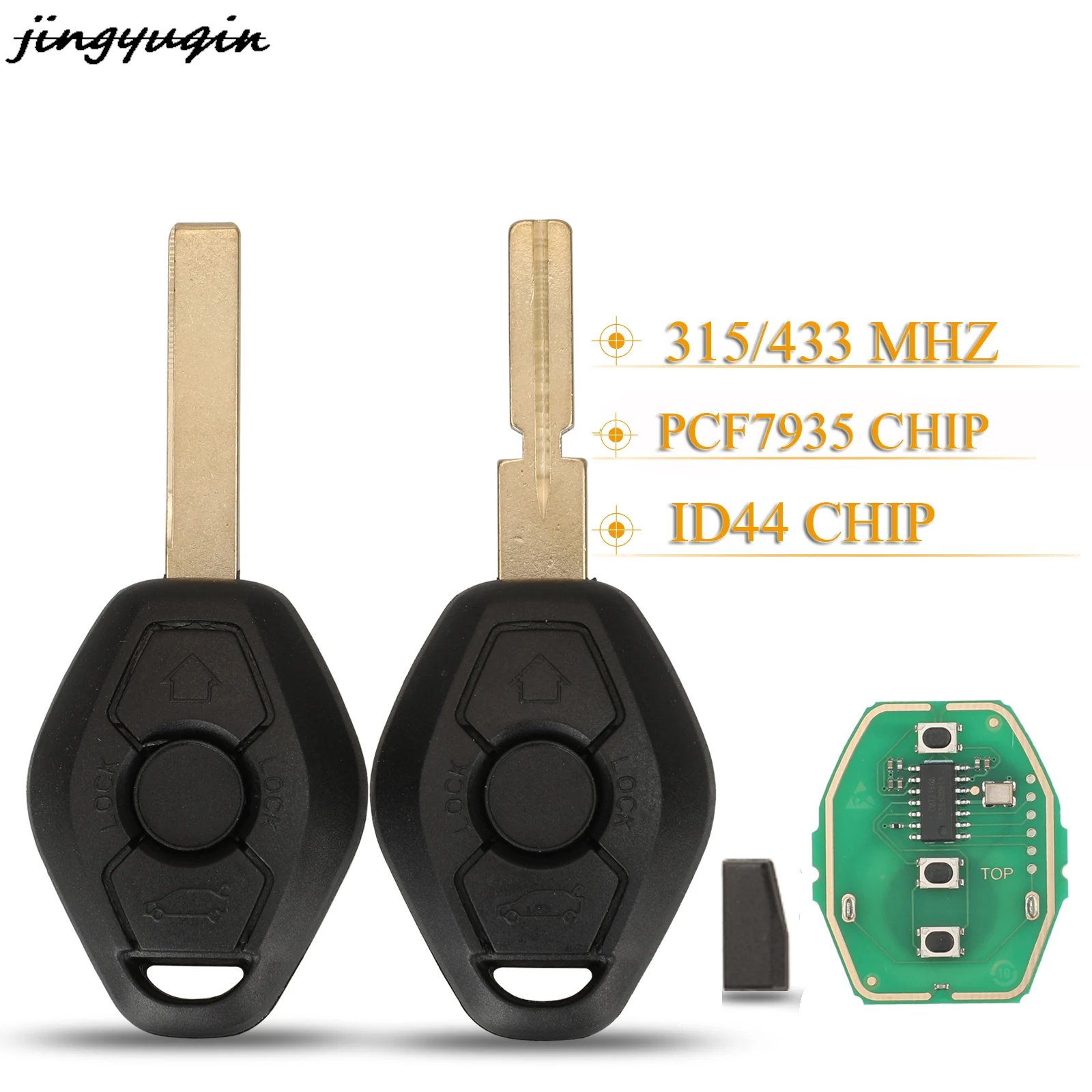 

jingyuqin EWS System Car Remote Key For BMW E38 E39 E46 X3 X5 Z3 Z4 1/3/5/7 Series Exchangeable 315/433MHz ID44-PCF7935 Chip