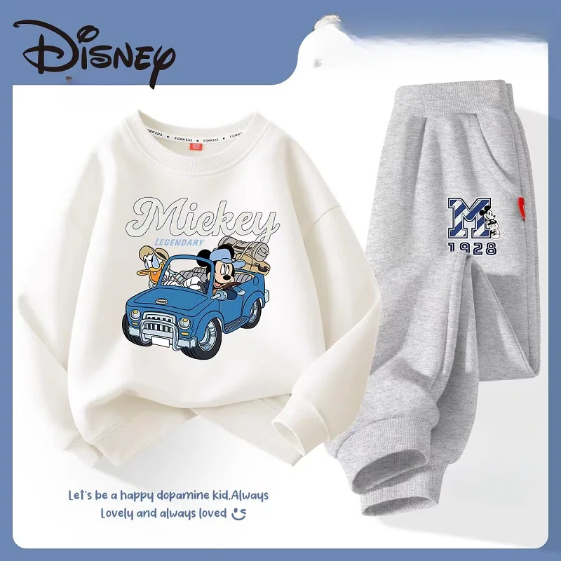 Autunno neonata ragazzo vestiti Set bambini Disney Mickey stampa felpa Top e pantaloni fondo 2 pezzi tuta in cotone