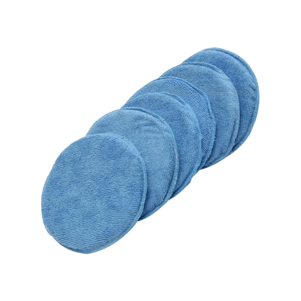 

6Pcs Car Wax Sponge Blue 5 Inch Durable Double Sided Polish Waxing Applicator Pads Glass Trim Care Polish Wax Sponge