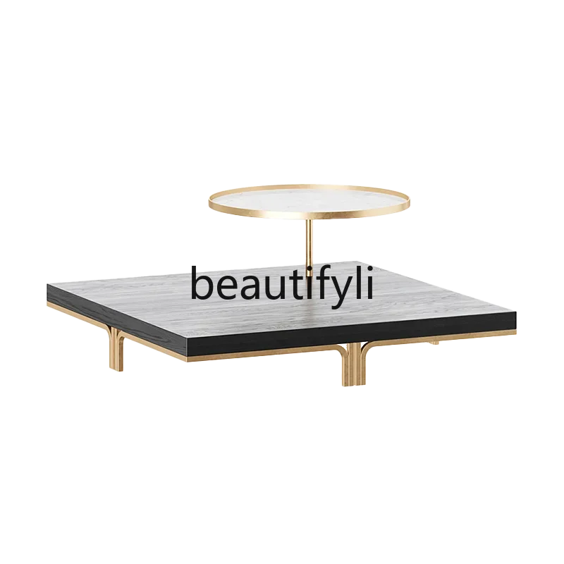 Light luxury Italian style home improvement furniture/household square creative metal coffee table