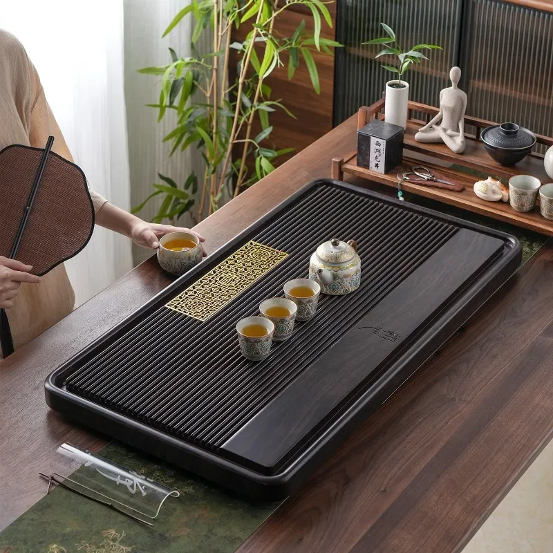 a*-Black Decorative Tea Tray Wood Plates For Food Rectangle Tableware Drainage Tea Tray Drip Valet Madera Home Products/.
