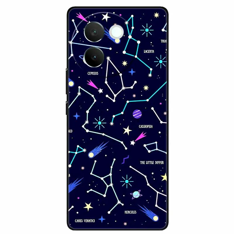 For Vivo V30e 5G Case 6.78\'\' Black Silicon TPU Soft Phone Cover for VivoV30e V 30e 5G Protect Bumper Shell Fashion Marble Capa
