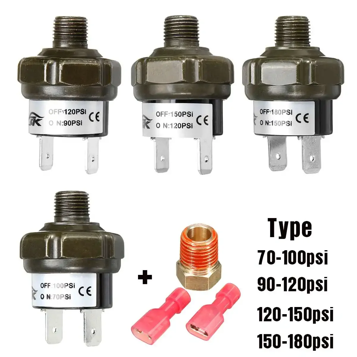 1/8' TO 1/4' NPT Horn Air Compressor Air Pump Automatic Pressure Switch Pressure Controller Pneumatic Switch 70 100 150 180 Psi