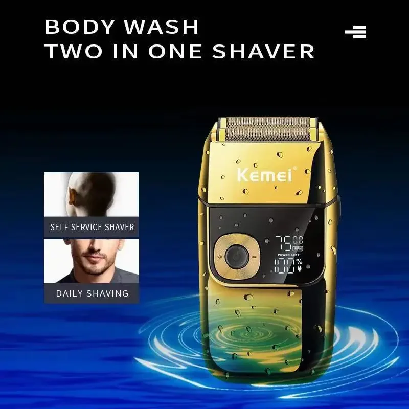 Kemei Beard Trimmer Professional Face Shaver Three-speed Adjustable Haircuts Machine LCD Display Beard Shaver For Men KM-2028