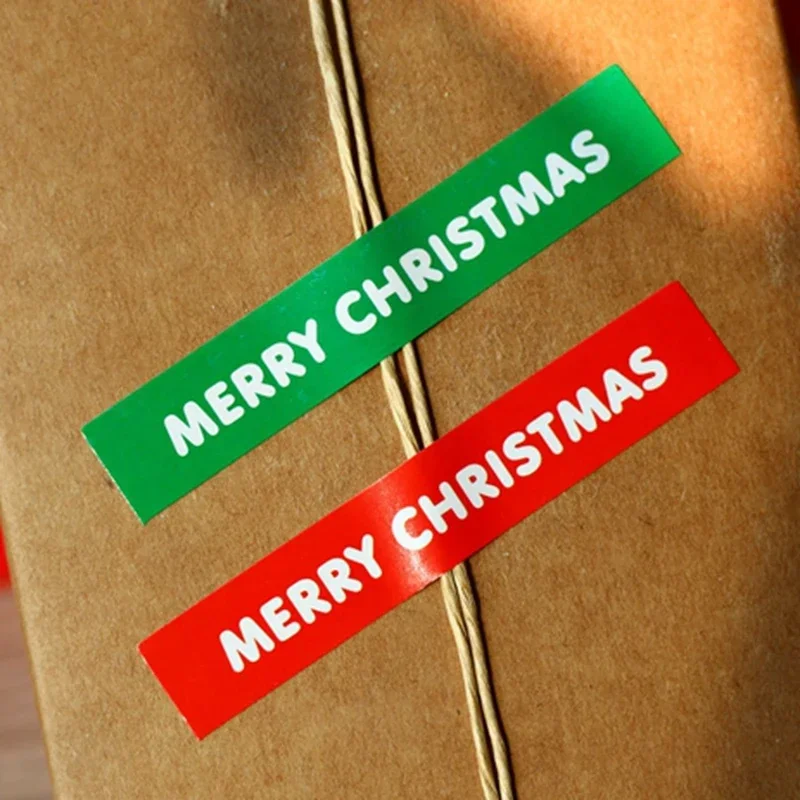 Red Green Merry Christmas DIY Multifunction Long Seal Sticker Gift Sticker Gift Label 80pcs/lot