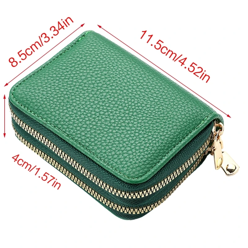 Compact and Stylish Double layer Card Holder with Zipper Closure for Women Men