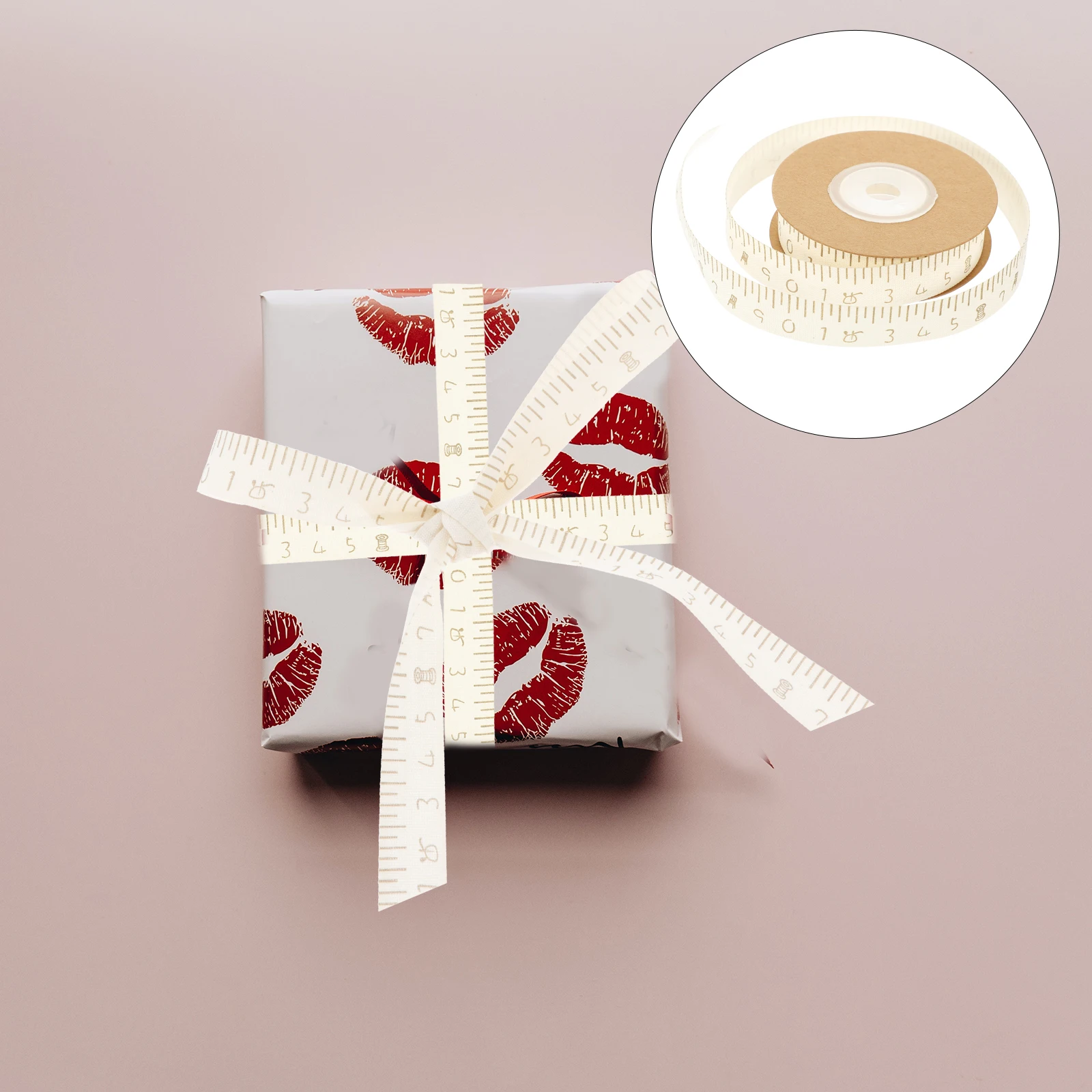

Cotton Ribbon for Gift Wrapping Beige Packaging Scale DIY Decoration Scrapbook Bride Satin Craft Supplies Elastic Band