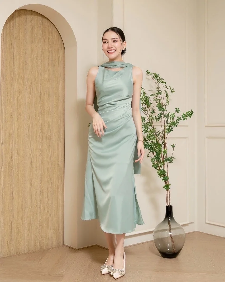 

Customized High Quality Satin Straight Cap Sleeve Ribbons Evening Dresses O-Neck Sleeveless Zipper Back Homecoming Dress