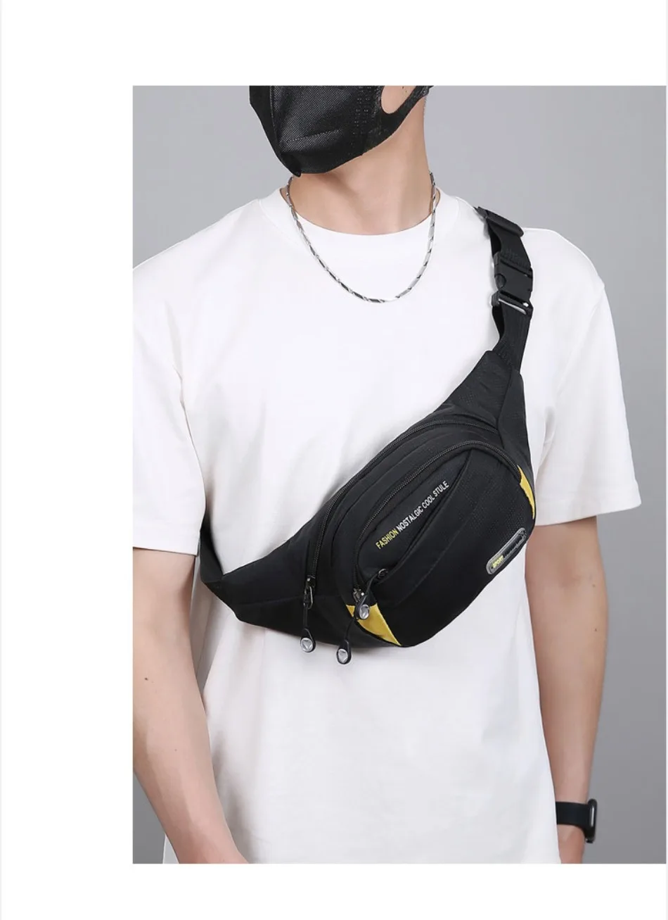 Multifunktionale Outdoor-Sport-Hüfttasche für Herren, große Kapazität, mehrschichtige Umhängetasche, verdickte modische Brusttasche – Detail 7