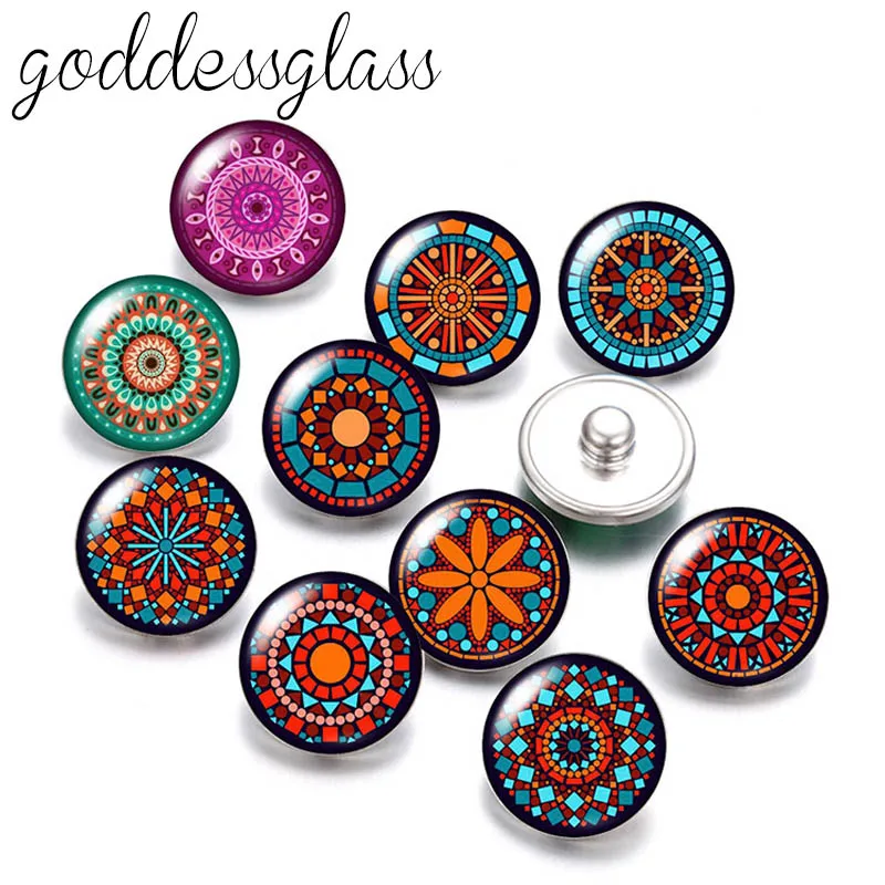 New Round bohemia patterns Flowers colorful 10pcs mix photo 18mm/12mm snap buttons for 18mm/12mm snap jewelry DIY findings