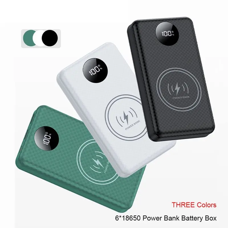 [NEW!】 6X 18650 Power Bank Case Standard 10W DIY Detachable Battery Storage Box, No Welding