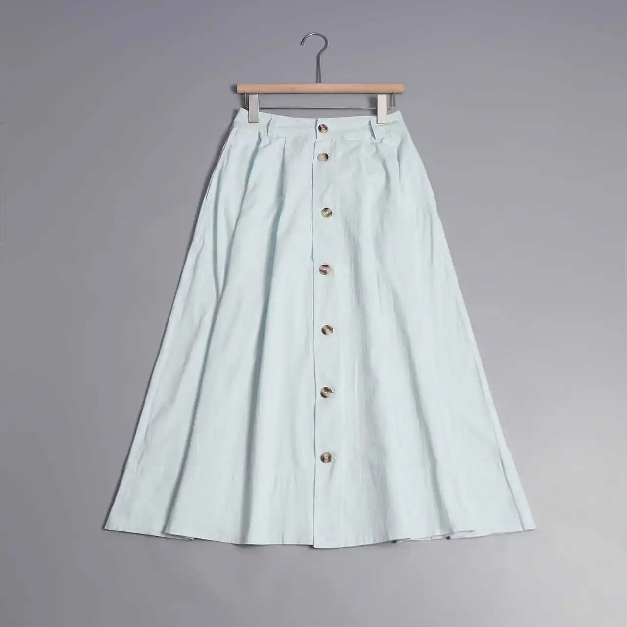 

Лето 2024, универсальная простая хлопковая юбка-миди трапециевидной формы, свободная женская цветная юбка средней длины с поясом и большим подолом