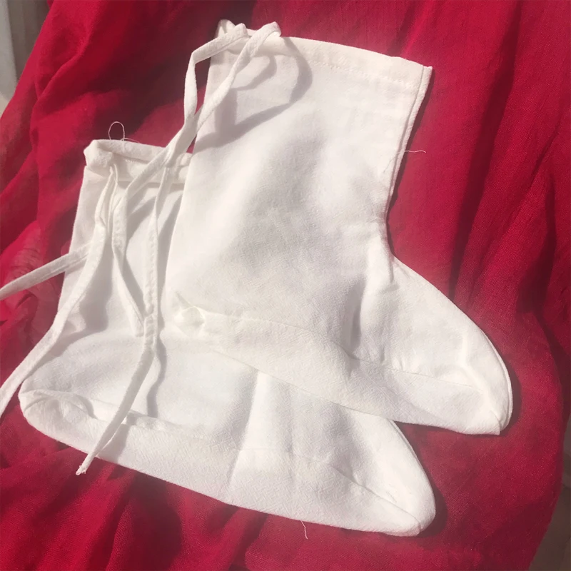 Unisex bawełniane białe Hanfu Cosplay skarpetki chińskie starożytne skarpetki historia księżniczka wojownik Kungfu akcesoria Anime film TV zagraj