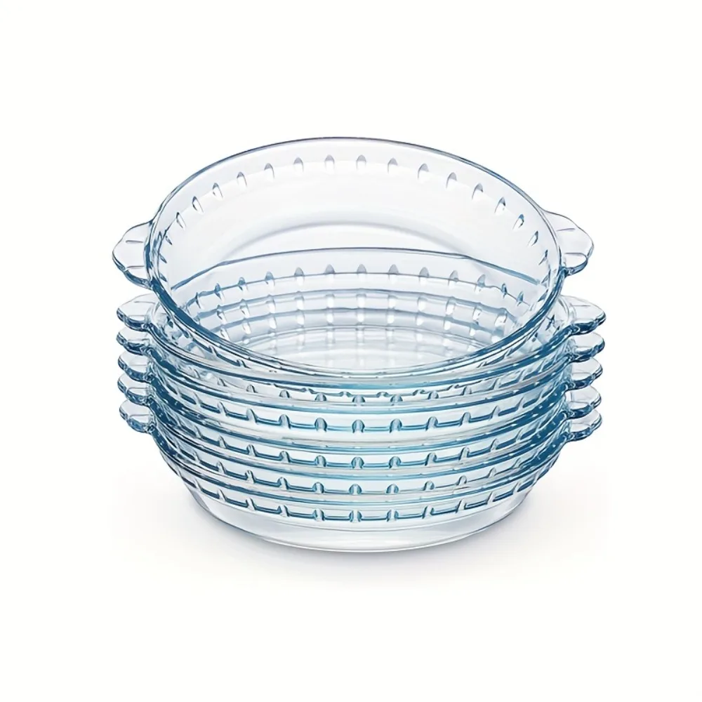 

6pcs 9-Inch (Approximately 9.02inch) Glass Pie Pan Set, Deep Pie Pan Set with Handle for Serving And Baking